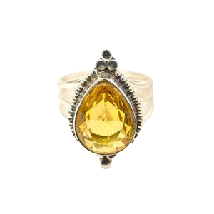 Anillo de plata estilo bohemio hecho a mano, joyería de plata de ley 925, piedras preciosas citrinas, anillo de tendencia, joyería para mujer, regalo para ella - Product Image 1