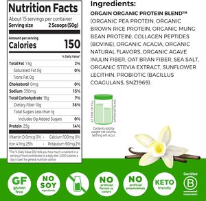 Proteína Orgain en Polvo + Colágeno, Tipo I y III de Vainilla, Probióticos 1B CFU, Favorece la Salud del Cabello, la Piel y las Uñas, 1.6 lb - Product Image 2