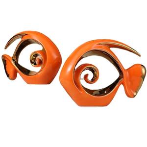 Céramique Double Poisson Sculpture Disponible En Trois Couleurs Vaisselle Décente Article Nouvelle Arrivée - Product Image 3