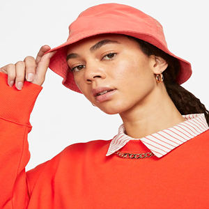 Relaxed Fit Ribbed Crewneck 70% Cotton 30% Recycled Polyester Fleece Ribbed Cuffs and Hem Bright <b>Orange</b> Crop Sweatshirt - Product Image 3