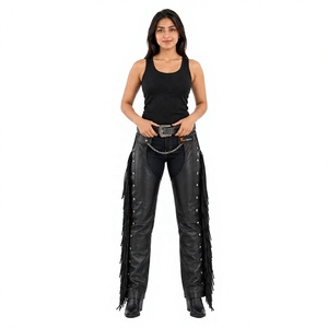 Cuissardes en cuir robustes pour femmes, pour motardes, équitation, style western, cowboy, ranch, en cuir de vachette véritable, sportives et professionnelles - Product Image 1