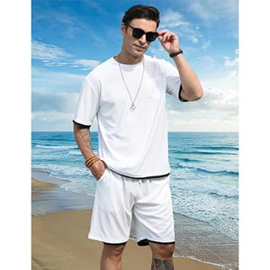 Ensemble de gymnastique pour hommes en deux pièces de haute qualité T-shirt et short respirants Ajustement confortable pour les vêtements de sport d'été Activités de plein air - Product Image 3
