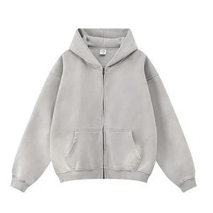 Nuevo elegante logotipo personalizado Puff & Impresión digital Invierno Unisex 100% algodón Heavyweight Zip-Up Sudadera con capucha de gran tamaño - Product Image 4