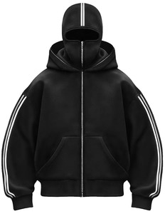OEM Boxy Streetwear 500 GSM 100% Cotton Oversized Hooded Double Zip up Hoodies Casual Blank Customized - Product Image 4