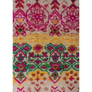 พรมขนสัตว์และไหมถักมือลายออโรร่าโกลด์ ลายเรขาคณิตและนามธรรม สำหรับห้องนั่งเล่น ห้องโถง ทางเดิน รูปทรงสี่เหลี่ยมผืนผ้า รุ่น-SKWS-139 - Product Image 3