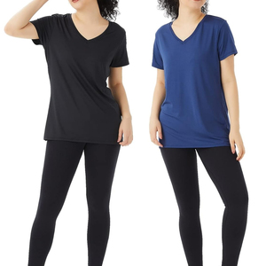 T-shirts à col en V de marque pour femmes T-shirts durables à séchage rapide pour femmes Fabricant de t-shirts à bas quantité minimale de commande OEM ODM de BD Garments - Product Image 2