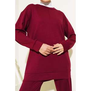 ชุดเสื้อรัดกระดุมหน้า2ชิ้นสีแดงม่วง - Product Image 3