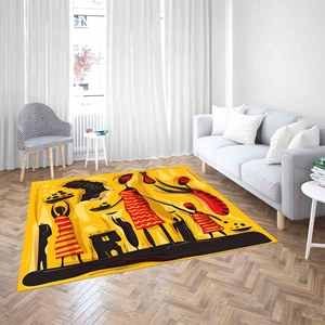 Tapis d'art familial africain : Décoration ethnique antidérapante, Tapis imprimé, Tapis en chenille - Product Image 5