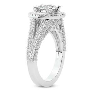Anillo de Compromiso de Lujo con Halo y Diamante de Laboratorio de 2.50 Quilates, Corte Brillante, Certificado, Oro Blanco de 14K con Baño de Rodio, Color M, Claridad VS1 - Product Image 1