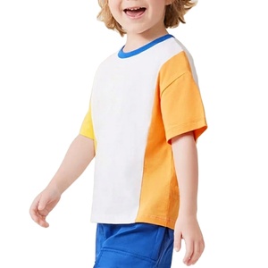 ผู้ผลิตตั้งแต่ปี 2020 เสื้อยืดเด็ก GSM คัลเลอร์บล็อก ทรงหลวม ไหล่ตก ทรงครอป โอเวอร์ไซส์ ผ้าฝ้าย 100% เสื้อยืดเด็ก - Product Image 1