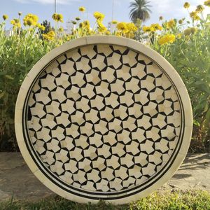 Bandeja con incrustaciones personalizadas, bandeja para servir hecha a mano, incrustaciones de hueso de lujo, desayuno de Ramadán, comida, fruta, café, té, bandeja decorativa - Product Image 4