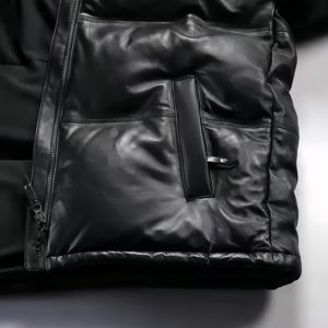 Chaqueta de Cuero Cálida y Cómoda para Hombre 2025, Abrigo de Invierno Personalizado de Alta Calidad con Cuello Alto, Venta al por Mayor - Product Image 3