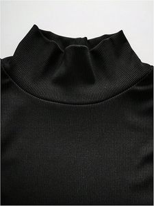 Débardeurs à col montant pour homme, tricot côtelé, coupe ajustée, sans manches, chemises décontractées, t-shirts basiques - Product Image 6