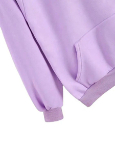 Sweat-shirt à capuche ample en molleton de coton brodé sur mesure pour femme, avec impression en relief et manches raglan - Product Image 6