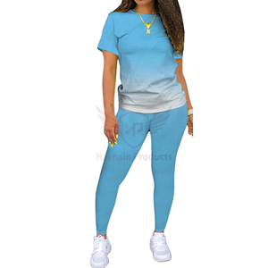 Conjuntos de verano de dos piezas de alta calidad para mujer, traje deportivo de cuello redondo con bloque de colores, conjunto deportivo informal, conjuntos transpirables de talla grande para mujer - Product Image 5