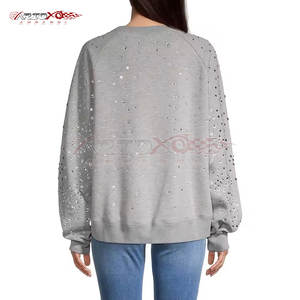 เสื้อสเวตเชิ้ตติดพลอยเทียมแฟชั่นสำหรับผู้หญิงคอกลมและตัวอักษรแวววาวเสื้อสเวตเชิ้ตประดับพลอยเทียมน่ารักสำหรับผู้หญิง - Product Image 4