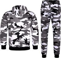 Ensemble de survêtement de camouflage pour hommes, sweat à capuche et pantalon zippés personnalisés, vêtements décontractés de coupe athlétique pour le fitness et l'entraînement