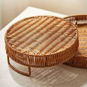 Bonita bandeja de servicio de ratán tejida a mano bandeja de mesa de ratán precio al por mayor restaurante de lujo y bandeja de servicio decorada para bodas - Product Image 1