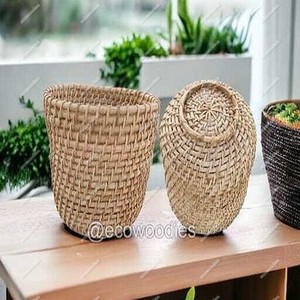 Macetas de plantas de flores naturales, Mimbre tejido de paja, algas marinas, almacenamiento de lavandería, cestas para el vientre para el vestíbulo del Hotel, sala de estar, jardines - Product Image 4