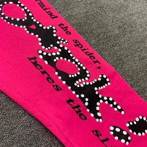 Personalizado de los hombres para Puff Imprimir Streetwear Jogger polar de algodón pantalones de chándal apilados pantalones acampanados - Product Image 2