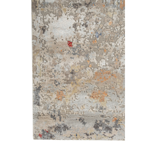 Alfombra Rectangular Uvenuti Azul de Lana y Seda de Bambú Anudada a Mano con Patrón Abstracto para Pasillo o Habitación LRB-1544 (Cs-01) - Hecha para Uso Doméstico - Product Image 4