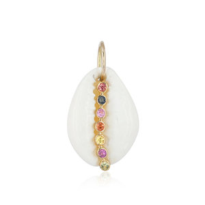 Rắn 14k Vàng Vàng cowrie vỏ quyến rũ Mặt dây chuyền tự nhiên đa <span class=keywords><strong>Sapphire</strong></span> đồ trang sức làm bằng tay Mặt dây chuyền đa <span class=keywords><strong>Sapphire</strong></span> vỏ Mặt dây chuyền - Product Image 1