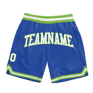 Industrie Direct Engro Sportswear Basketball <b>Shorts</b> Custom Blue <b>White</b>-Neon Green Authentic Throwback Basketball <b>Shorts</b> - Product Image 1