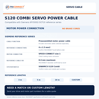 Kabel Daya Pengganti Motor Servo Siemens S120 Seri 6FX5002-5CF10, Konduktor Tembaga Industri, Isolasi PVC, Pelindung IP65
