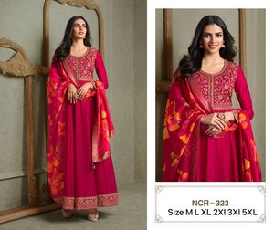 Robe de mariage en soie Bangalore Robe de fête en soie Readymade en bleu avec Resham Work - Product Image 2