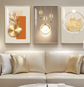 Modern Luxury Aluminum <b>Frame</b> Wall Art Abstract Geometry Crystal Porcelain <b>Print</b> Canvas Art for Living Room Decor - Product Image 1