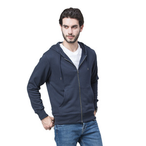 Vente en gros de sweats à capuche zippés en boucle pour hommes et femmes, sweats à capuche de couleur unie vierge - Product Image 1