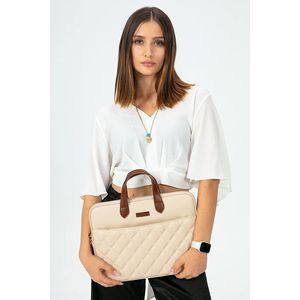 Macbook borsa taccuino a spalla Tablet custodia per Laptop 13 "-14" e 15 "-16" pelle trapuntata Beige - Product Image 3
