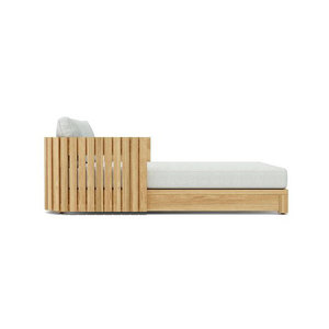 Cama de día moderna de madera maciza de teca para exteriores con colchón acolchado y diseño de brazo con listones para relajación de jardín, patio o piscina - Product Image 5