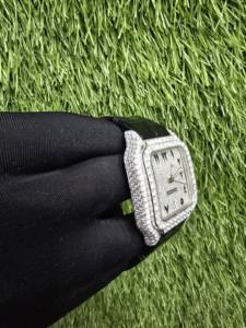 Montre unisexe de qualité supérieure en moissanite VVS, acier inoxydable, or blanc, cadran arabe, mouvement mécanique automatique - Product Image 4