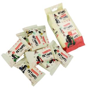 Toallitas de Limpieza para Mascotas con Aroma a Limón Suave OEM, 10 Unidades, 6 Mini Paquetes de 14x15cm, Uso Antiséptico - Product Image 4