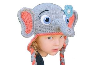 Bonnet unisexe motif éléphant avec oreilles d'animaux mignonnes, instructions de crochet faciles pour tailles enfant et adulte, idéal pour garçons et filles pour les fêtes - Product Image 3