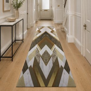 Tapis de salon en chenille antidérapant, imprimé numériquement, lavable en machine, beige et marron, style moderne et vintage, vente en gros, modèle LXDP-0863 - Product Image 5