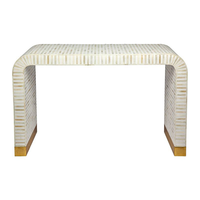 Table console en os incrusté de style cascade, meuble de luxe artisanal, imperméable, classique, pour bébés et enfants
