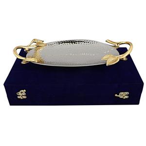 Plateau de service de nourriture martelé à la main en acier inoxydable lourd décoratif de forme ovale pour décor de service de restaurant de luxe - Product Image 4