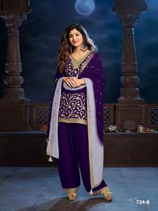 Ensemble Salwar Kameez en soie pure de haute qualité avec broderies lourdes, léger, traditionnel, disponible en 4 couleurs - Product Image 2