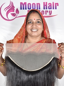 Fournisseur de cheveux humains indiens de la meilleure qualité, 1 frontal lisse, produit de bonne qualité, vente en gros, cheveux vierges bruts, cuticules alignées, à vendre - Product Image 4