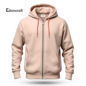 Sweat à capuche zippé de couleur unie pour hommes veste décontractée en polaire chaude automne hiver superposition confortable vêtements d'extérieur élégants personnalisables - Product Image 4