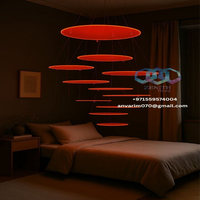 Luxe Vin Rouge Disque Lustre Hauteur Réglable pour Hôtel Salle À Manger Salons Bars USA Chine EAU Arabie Saoudite Qatar GCC Pays