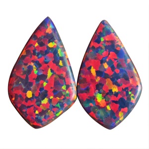Hermosos Opales de Fuego Azul Verde Rosa Brillantes, Par de 3 CTW, Tamaño de Cabujón 18x11x2 MM, Par de Pendientes, Gema para Joyería - Product Image 1