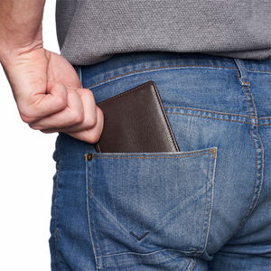 กระเป๋าสตางค์หนังแท้สำหรับผู้ชายลายวินเทจเลเซอร์แบบบางสุดหรูจากผู้ผลิต - Product Image 4