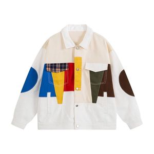 Contrast Patchwork Loose Coat Spring Fashion Brand Trend Design Handsome Senior Casual <b>Denim</b> <b>Jacket</b> - Product Image 4