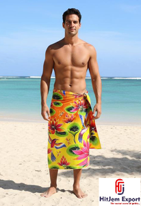Pareo Hawaiano para Hombre, Sarong Polinesio, Tela Ligera de Chifón, Estampado Floral, Pareo de Playa - Product Image 3