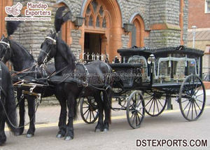 Carruaje de caballos funerario negro victoriano Fabricante Carruaje de ataúd dibujado por caballos tradicional Diseño moderno Coche fúnebre negro en venta - Product Image 2