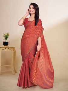 Sari superventas de calidad superior para ropa de fiesta regular Ropa étnica exclusiva de moda para indio pakistaní con borde elegante - Product Image 5