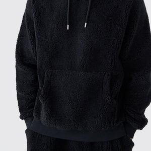 OEM High Quality Customize Sherpa <b>Fleece</b> <b>Hoodies</b> <b>Oversize</b> Plain Black <b>Fleece</b> Wool Sweatshirt Winter Wear Unisex <b>Hoodies</b> - Product Image 2